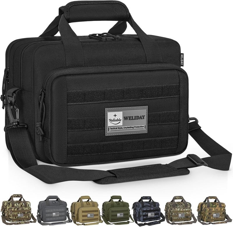 WELIDAY Gun Range Bag, Tactical 2 Pistol Bag for Handguns and Ammo, Firearm Shooting Case with Multi-Pockets, Duffle Bag for Shooting & Outdoor Hunting - Image 1